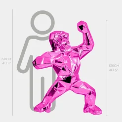 Polygon Gorilla 135cm Pink Resin Indoor Sculpture