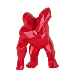 Polygon Gorilla 30cm Red Resin Indoor Sculpture