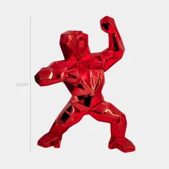 Polygon Gorilla 50cm Red Resin Indoor Sculpture