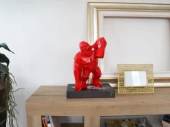 Polygon Gorilla 30cm Red Resin Indoor Sculpture
