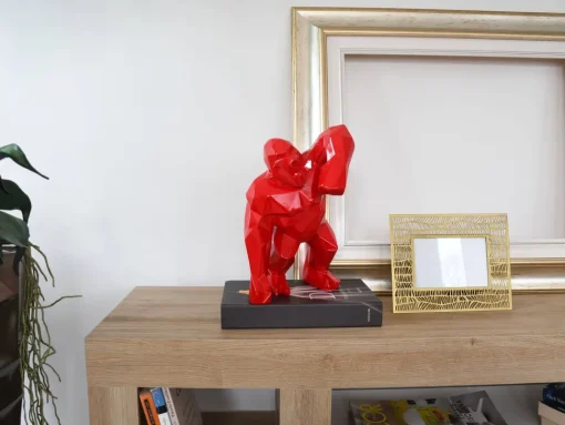 Polygon Gorilla 30cm Red Resin Indoor Sculpture