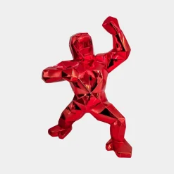 Polygon Gorilla 50cm Red Resin Indoor Sculpture