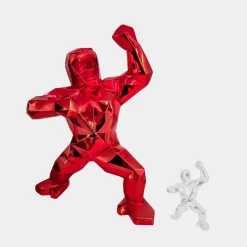 Polygon Gorilla 135cm Red Resin Indoor Sculpture