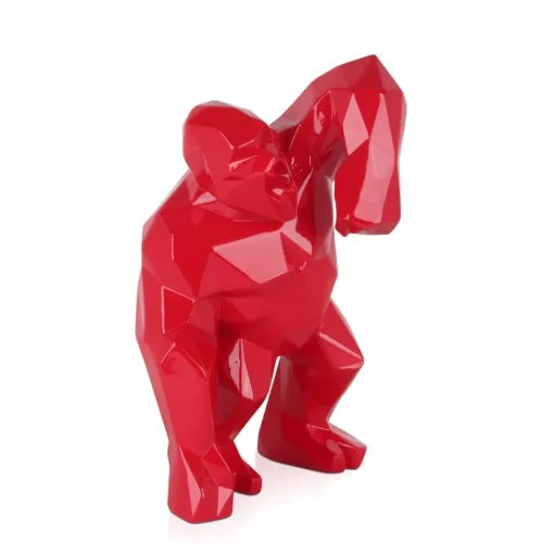 Polygon Gorilla 30cm Red Resin Indoor Sculpture