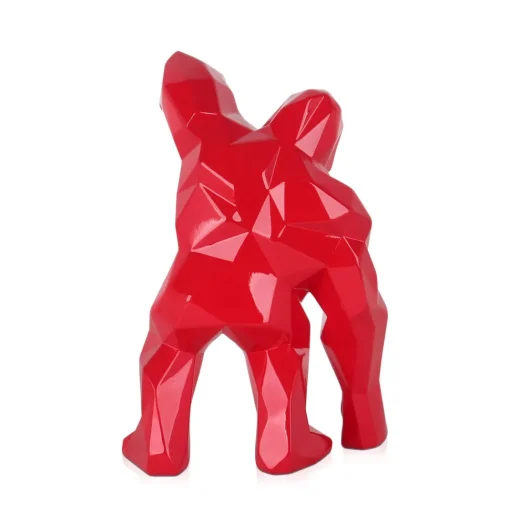 Polygon Gorilla 30cm Red Resin Indoor Sculpture