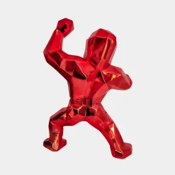 Polygon Gorilla 50cm Red Resin Indoor Sculpture