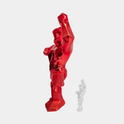 Polygon Gorilla 135cm Red Resin Indoor Sculpture