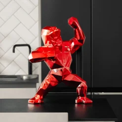 Polygon Gorilla 50cm Red Resin Indoor Sculpture
