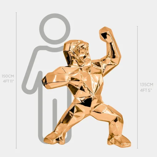 Polygon Gorilla 135cm Rose Gold Resin Indoor Sculpture
