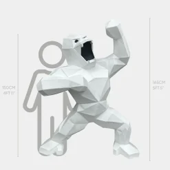 Polygon Gorilla 165cm White Resin Indoor Sculpture