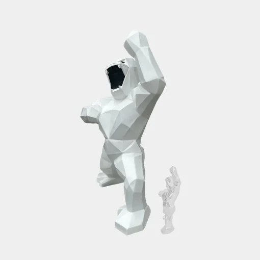 Polygon Gorilla 165cm White Resin Indoor Sculpture