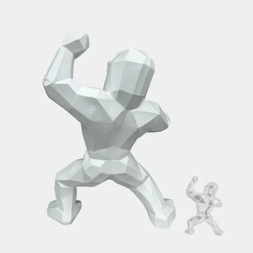 Polygon Gorilla 165cm White Resin Indoor Sculpture