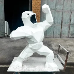 Polygon Gorilla 165cm White Resin Indoor Sculpture