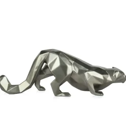 Polygon Leopard 15cm Anthracite Resin Indoor Sculpture