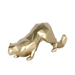 Polygon Leopard 15cm Gold Resin Indoor Sculpture