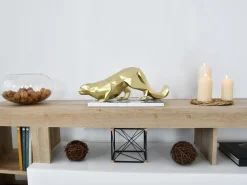 Polygon Leopard 15cm Gold Resin Indoor Sculpture