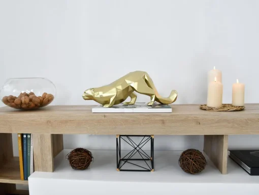 Polygon Leopard 15cm Gold Resin Indoor Sculpture