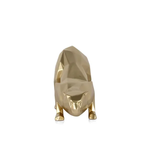 Polygon Leopard 15cm Gold Resin Indoor Sculpture