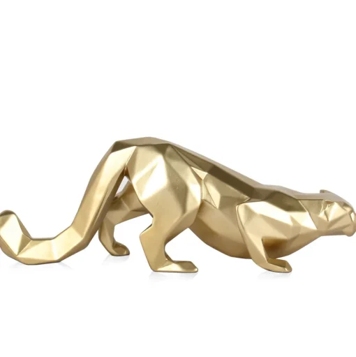 Polygon Leopard 15cm Gold Resin Indoor Sculpture