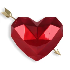Polygon Love 31cm Red Resin Wall Sculpture