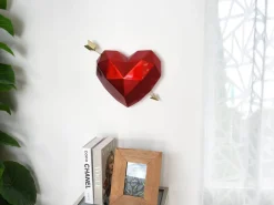 Polygon Love 31cm Red Resin Wall Sculpture