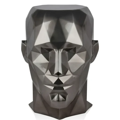Polygon Male Head 55cm Anthracite Side Table Sculpture