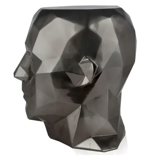 Polygon Male Head 55cm Anthracite Side Table Sculpture