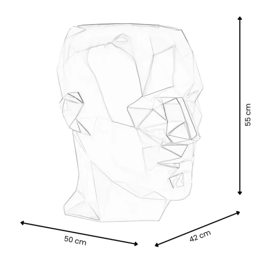 Polygon Male Head 55cm Anthracite Side Table Sculpture