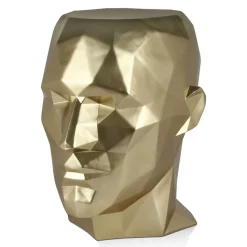Polygon Male Head 55cm Gold Side Table Sculpture