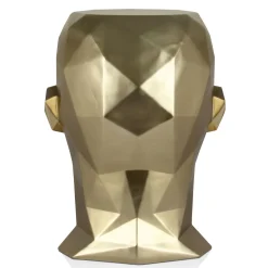 Polygon Male Head 55cm Gold Side Table Sculpture