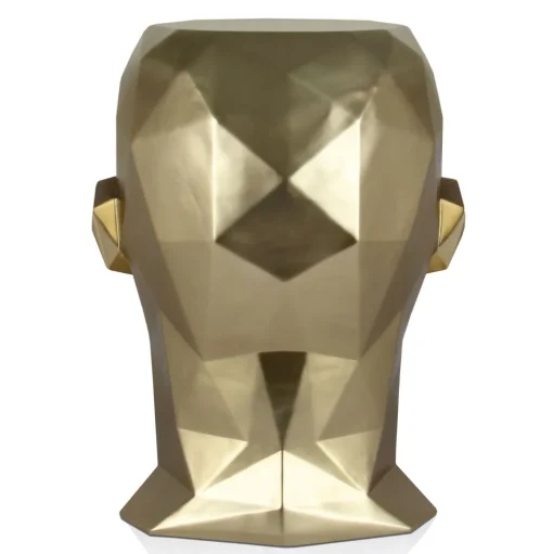 Polygon Male Head 55cm Gold Side Table Sculpture