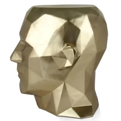 Polygon Male Head 55cm Gold Side Table Sculpture