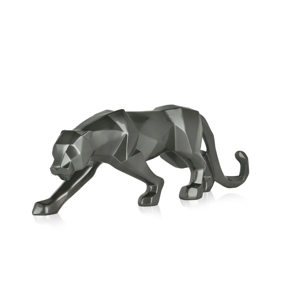 Polygon Panther 14cm Anthracite Resin Indoor Sculpture