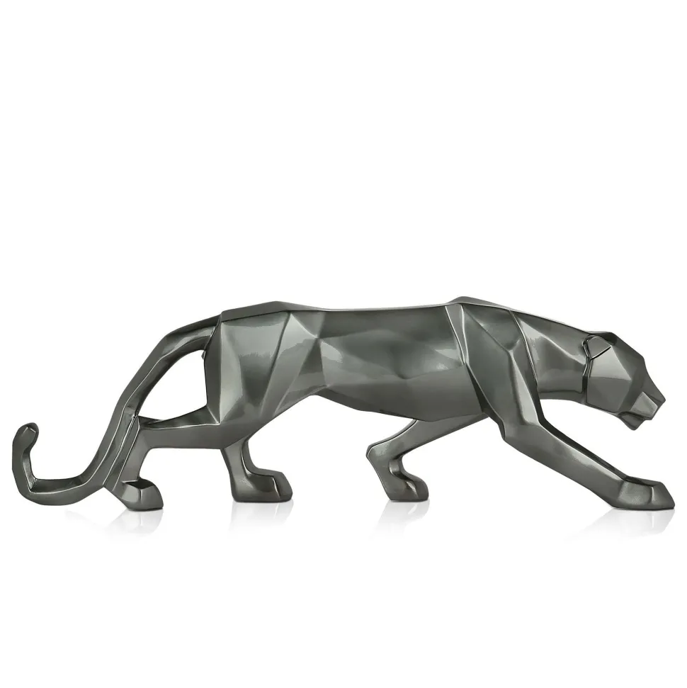 Polygon Panther 14cm Anthracite Resin Indoor Sculpture