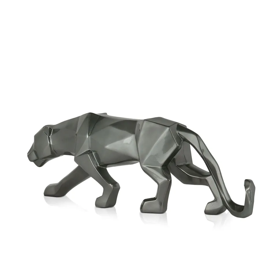 Polygon Panther 14cm Anthracite Resin Indoor Sculpture