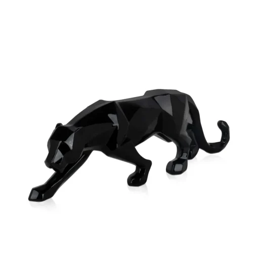 Polygon Panther 14cm Black Resin Indoor Sculpture