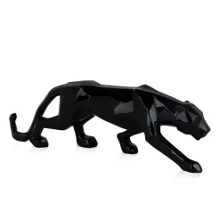 Polygon Panther 14cm Black Resin Indoor Sculpture