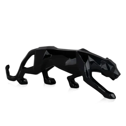 Polygon Panther 14cm Black Resin Indoor Sculpture