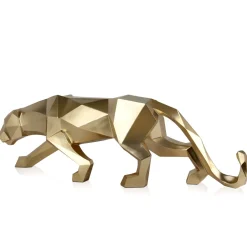 Polygon Panther 31cm Gold Resin Indoor Sculpture