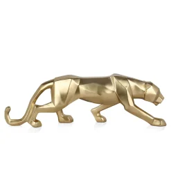 Polygon Panther 14cm Gold Resin Indoor Sculpture