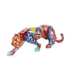 Polygon Panther 14cm Graffiti Resin Indoor Sculpture