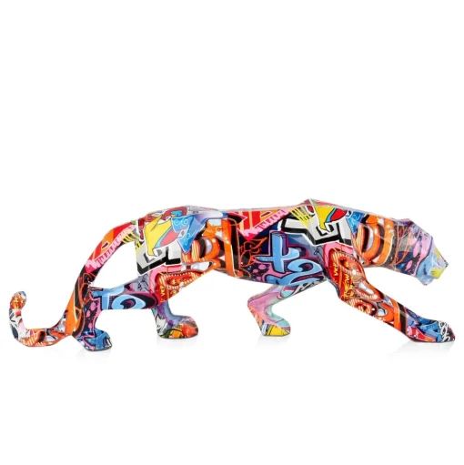 Polygon Panther 14cm Graffiti Resin Indoor Sculpture