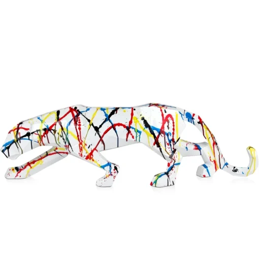 Polygon Panther 31cm Multicoloured Resin Indoor Sculpture