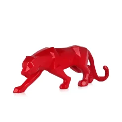 Polygon Panther 14cm Red Resin Indoor Sculpture