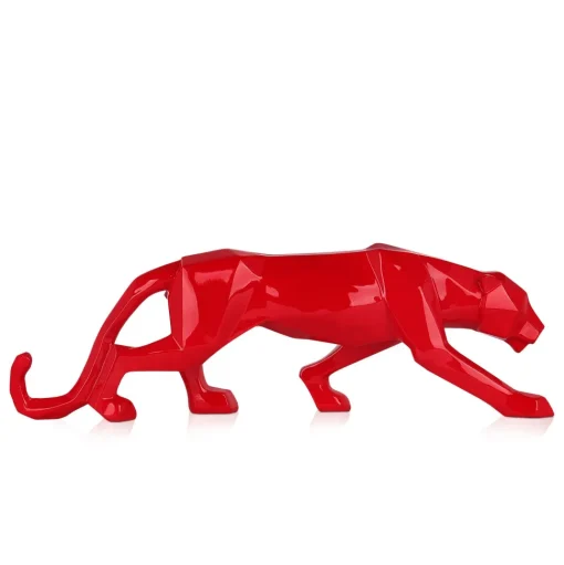 Polygon Panther 14cm Red Resin Indoor Sculpture