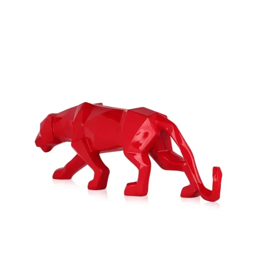 Polygon Panther 14cm Red Resin Indoor Sculpture