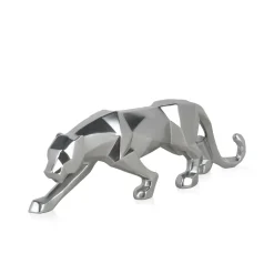 Polygon Panther 14cm Silver Resin Indoor Sculpture