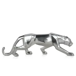 Polygon Panther 14cm Silver Resin Indoor Sculpture
