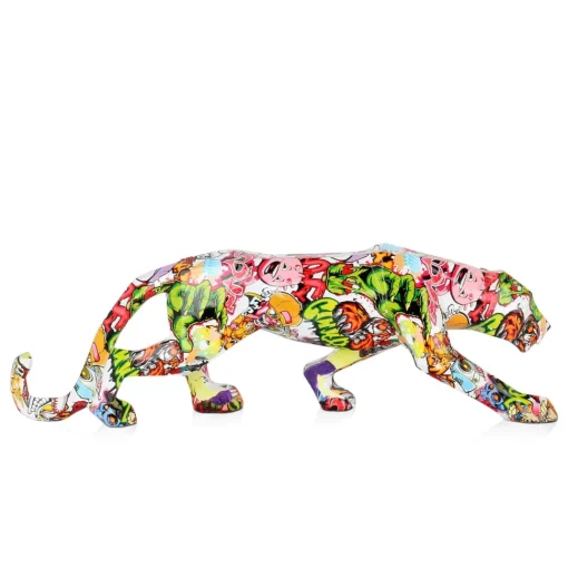 Polygon Panther 14cm Street Art Resin Indoor Sculpture