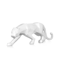 Polygon Panther 14cm White Resin Indoor Sculpture